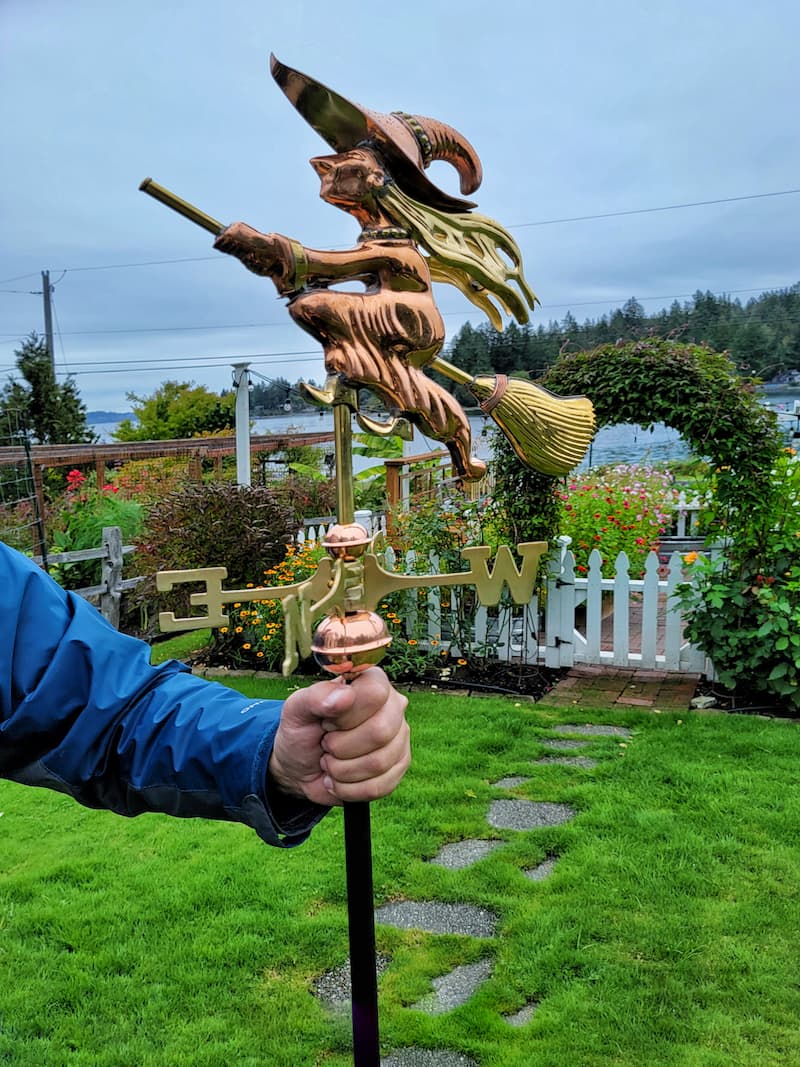 Witch Garden Weathervane with Garden Pole - Pure Copper - Image 3
