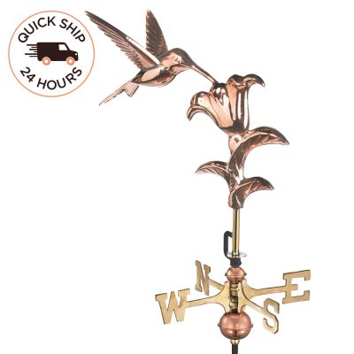 Hummingbird Cottage Weathervane with Roof Mount – Pure Copper
