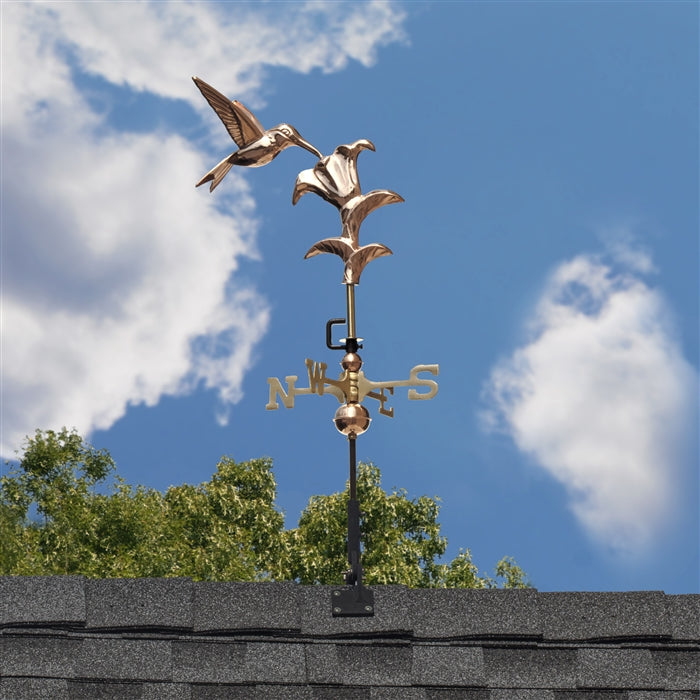 Hummingbird Cottage Weathervane with Roof Mount - Pure Copper - Image 3