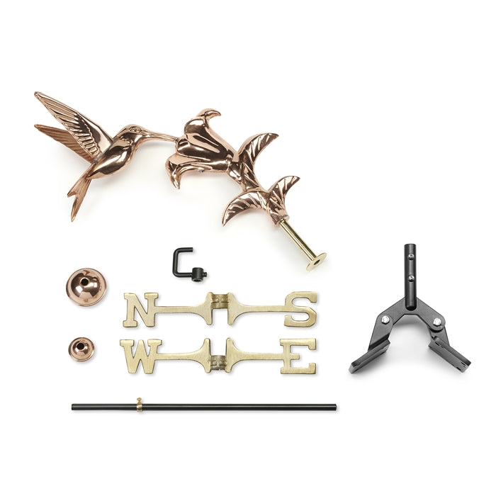 Hummingbird Cottage Weathervane with Roof Mount - Pure Copper - Image 4