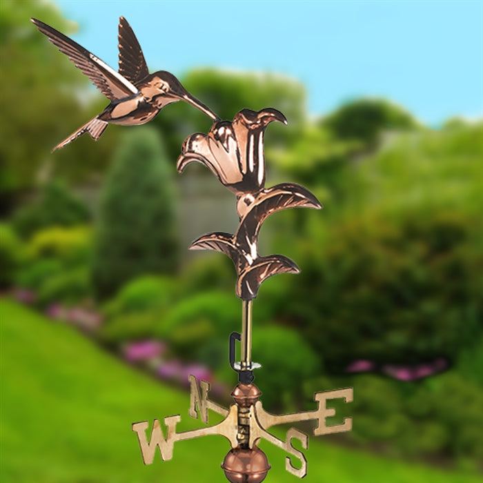 Hummingbird Cottage Weathervane with Roof Mount - Pure Copper - Image 5