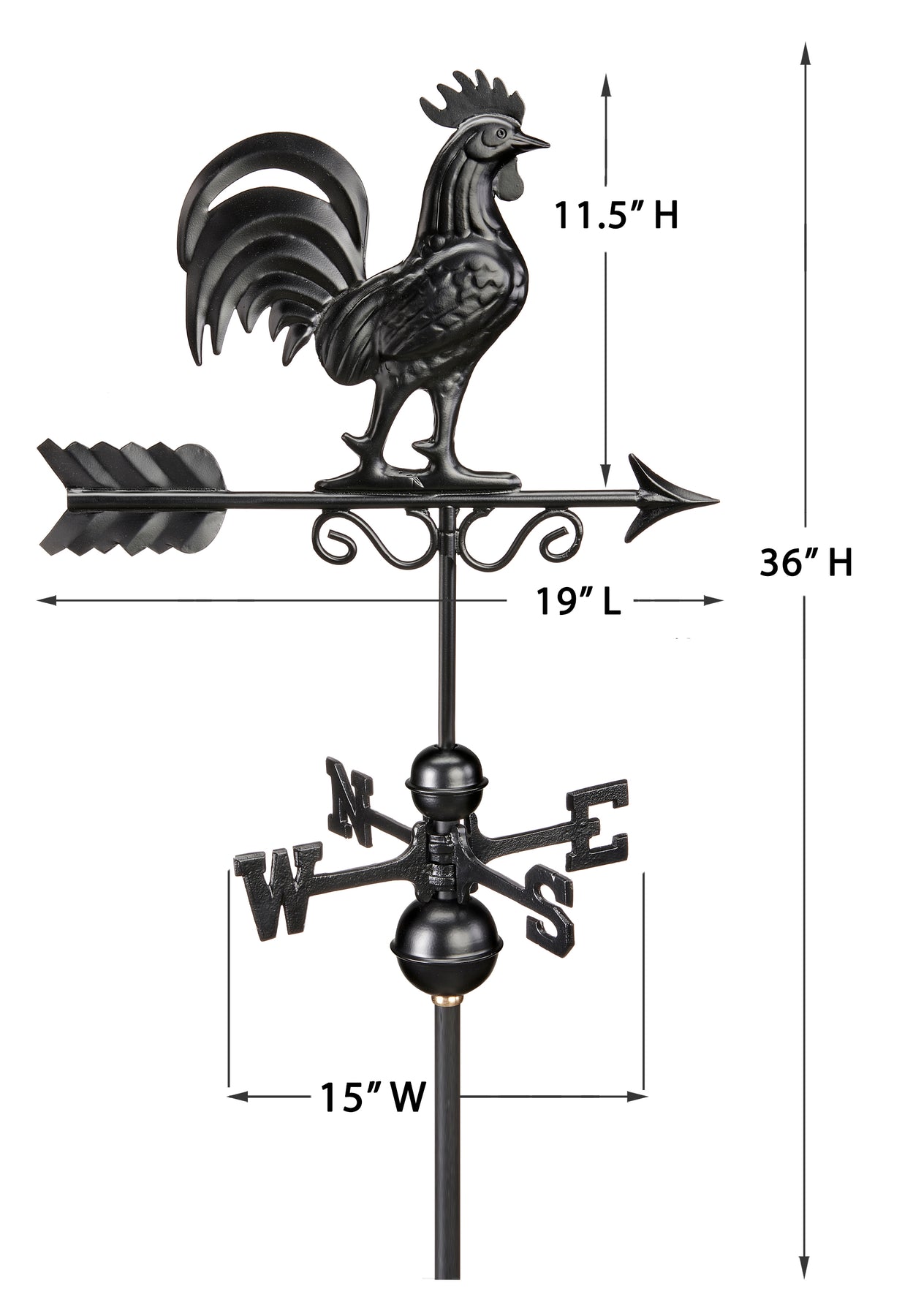 Black Bantam Rooster Weathervane - Copper with Black Finish - Image 4