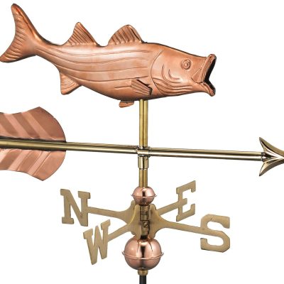 Bass with Arrow Cottage Weathervane with Roof Mount – Pure Copper