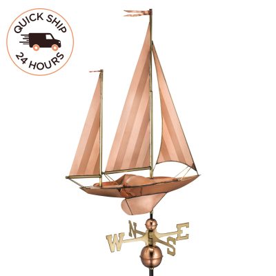 Large Sailboat Weathervane – Pure Copper