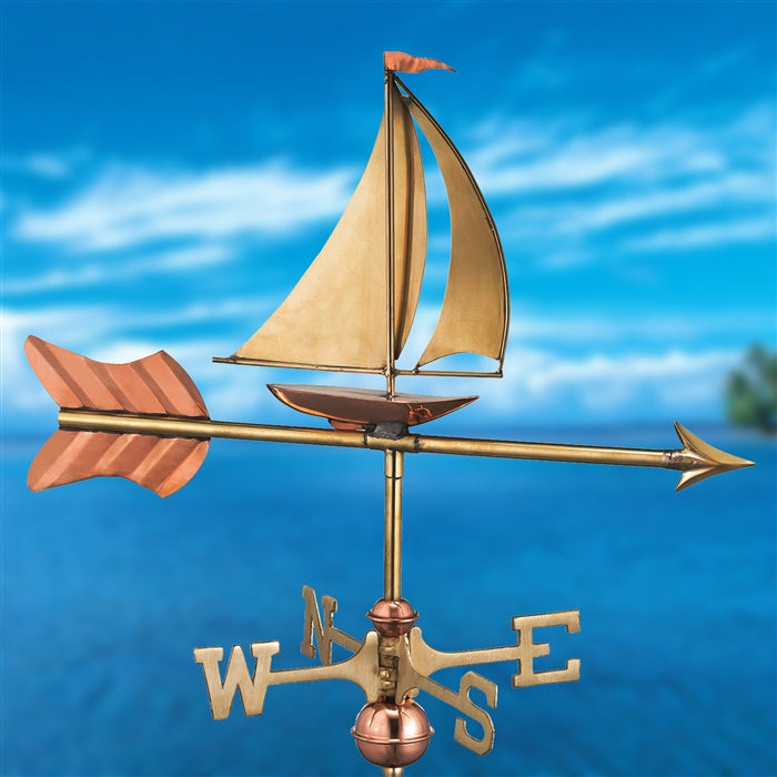 Sailboat Garden Weathervane with Garden Pole - Pure Copper - Image 2
