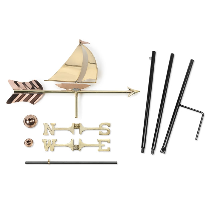 Sailboat Garden Weathervane with Garden Pole - Pure Copper - Image 4