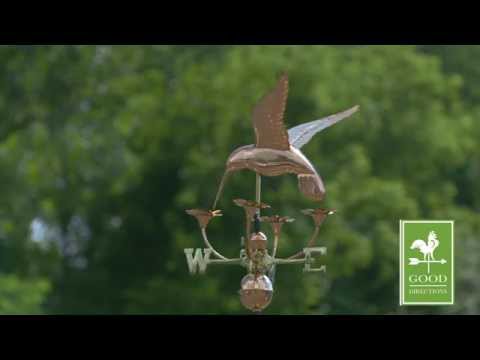 Hummingbird with Flowers Weathervane - Pure Copper - Image 3
