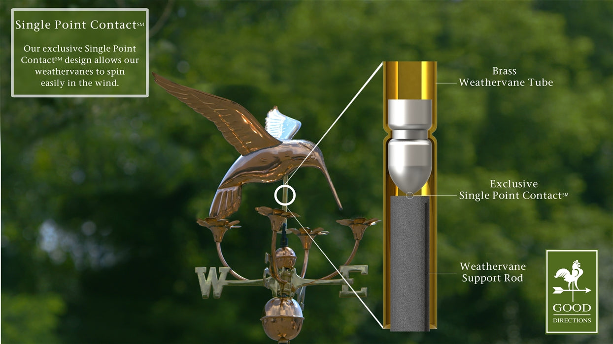 Hummingbird with Flowers Weathervane - Pure Copper - Image 4