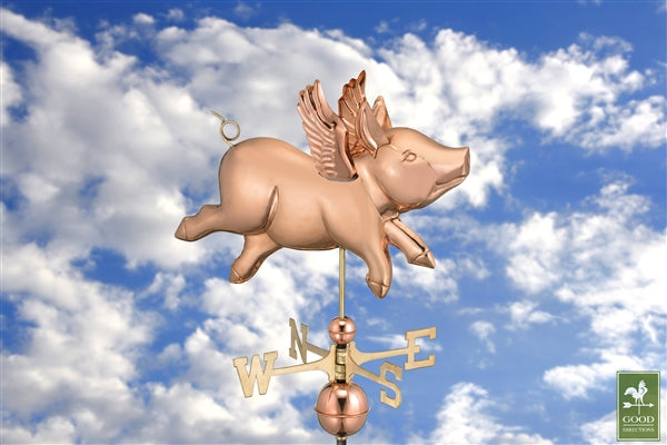 Flying Pig Weathervane - Pure Copper - Image 2