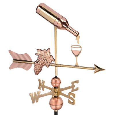 Wine Bottle with Grapes and Glasses Weathervane – Pure Copper