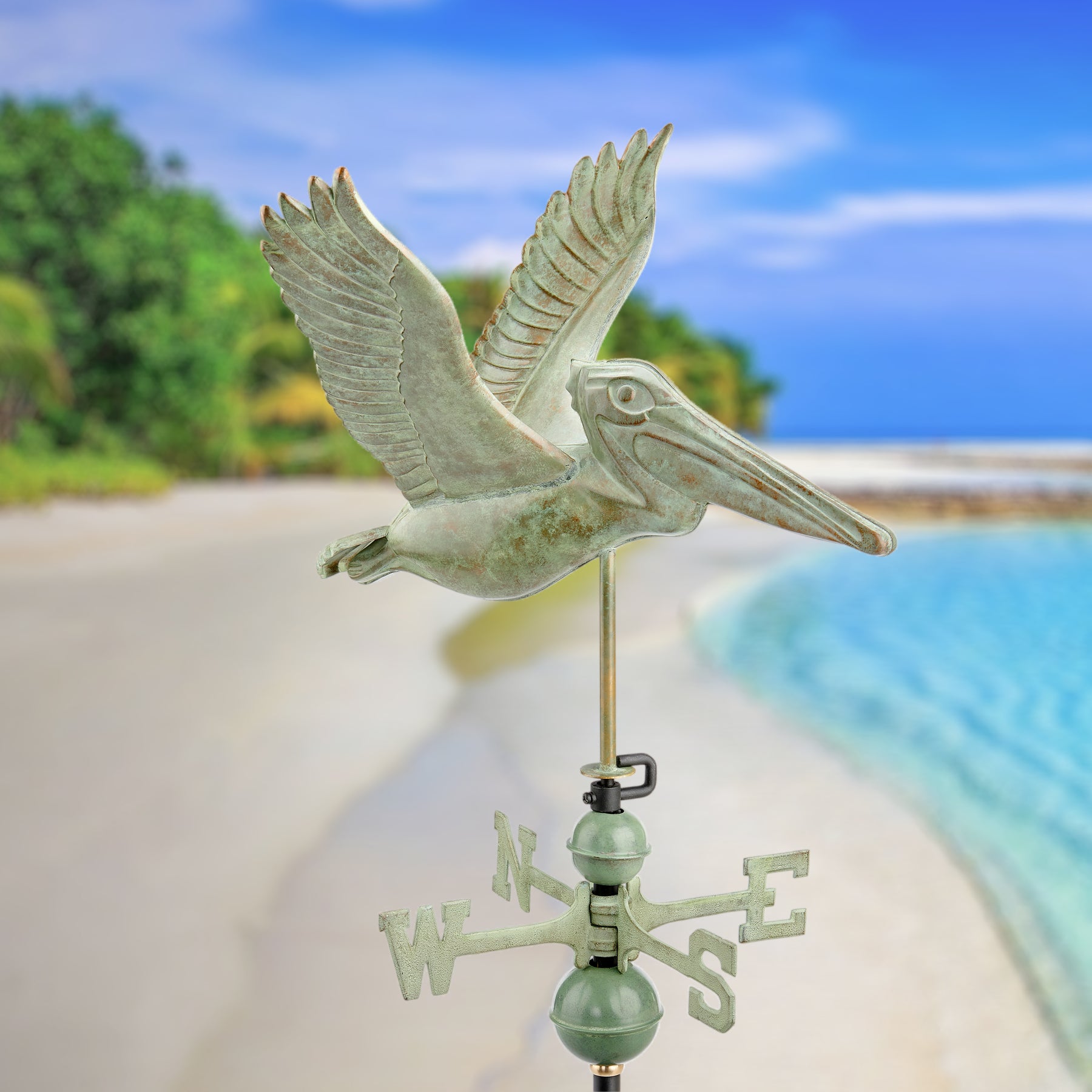 Pelican Weathervane - Blue Verde Copper - Image 2