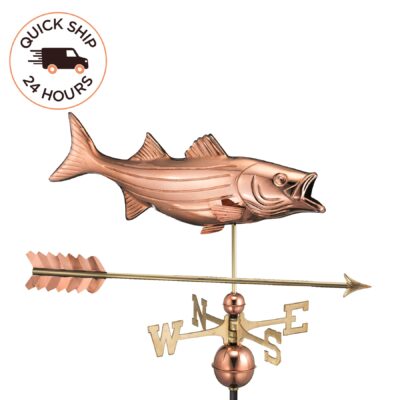 Bass with Arrow Weathervane – Pure Copper