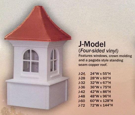 J-Model Cupola - Square with Windows, Crown Molding & Pagoda Roof