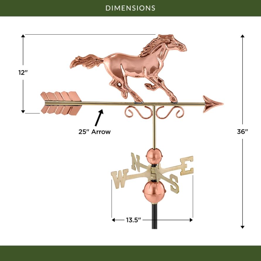Majestic Horse Pure Copper Weathervane