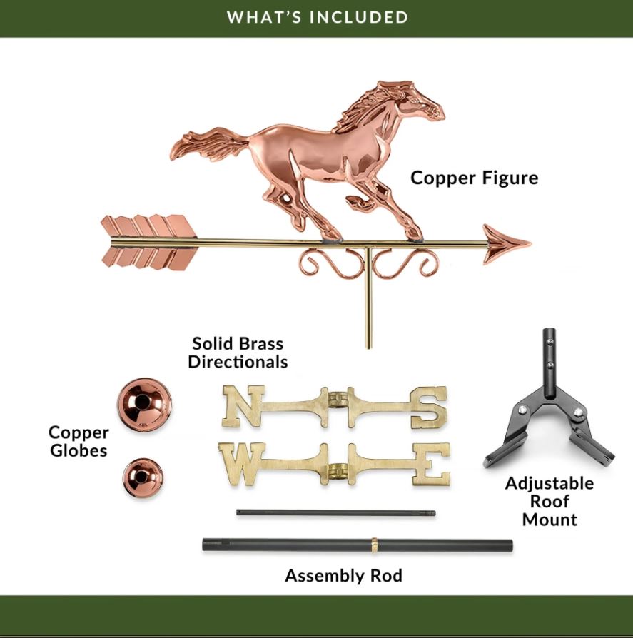 Majestic Horse Pure Copper Weathervane